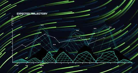 Digital Financial Data Over Dynamic Light Trails Background