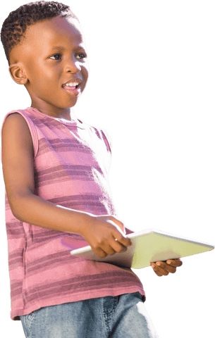 Smiling Boy With Tablet on Transparent Background - Download Free Stock Videos Pikwizard.com