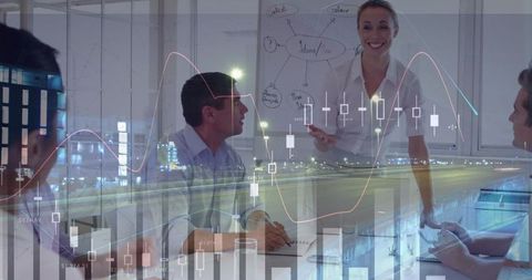 Data Analysis Meeting with Business Professionals and Financial Charts