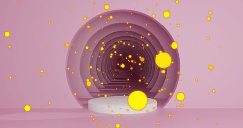 Abstract Tunnel with Floating Yellow Spheres for Background Design