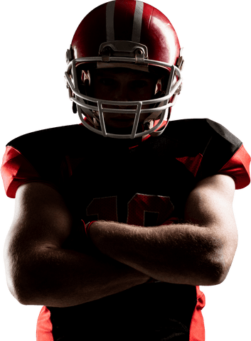 Dynamic transparent silhouette of confident american football player