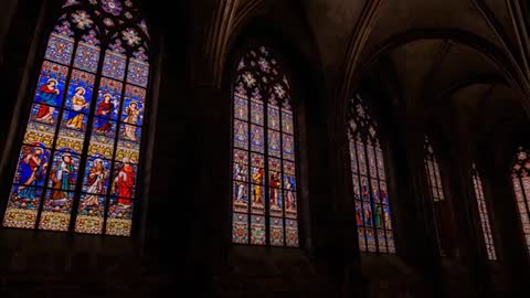 Gothic Cathedral Stained Glass Casting Magical Shadows
