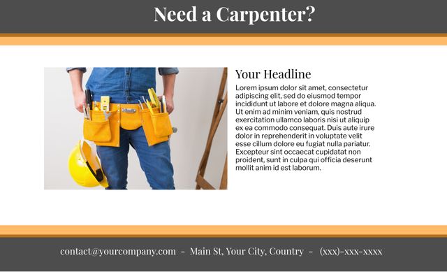 Carpenter Offering Craftsmanship Artisan Services with Tool Belt - Download Free Stock Templates Pikwizard.com