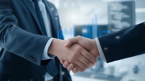 Business Partners Shaking Hands in Data Agreement
