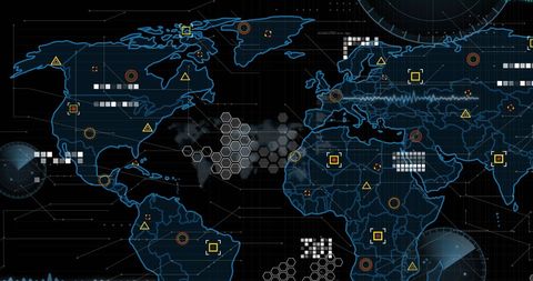 Digital Data Analysis Over Global Map Interface - Download Free Stock Images Pikwizard.com