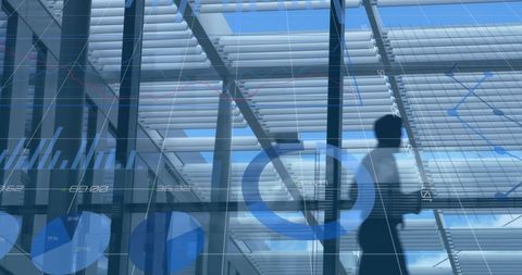 Business Professionals in Futuristic Office with Data Overlay - Download Free Stock Images Pikwizard.com