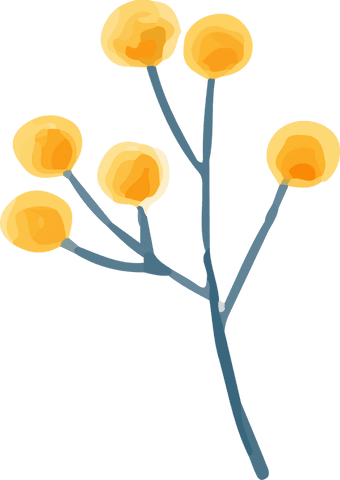 Minimalistic Vibrant Yellow Buds on Transparent Background