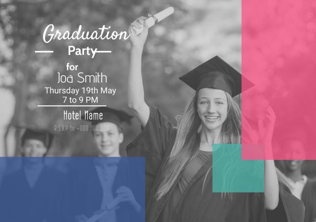 Joyful Graduate Celebrating with Diploma at Graduation Party - Download Free Stock Templates Pikwizard.com