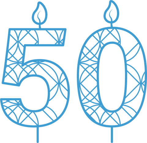 Transparent Blue 50th Birthday Candle Illustration