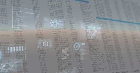 Cybersecurity Dashboard Detecting ERROR Codes on Translucent HUD with Scrolling Logs