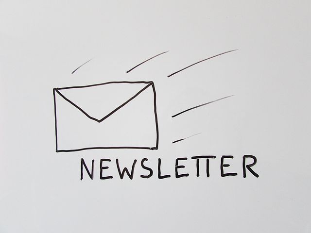 Simplistic hand-drawn newsletter icon featuring an envelope with lines suggesting motion. Ideal for marketing materials, digital communication designs, mailing service promotions, and newsletter sign-up prompts.