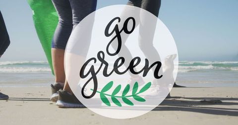 Eco volunteers collecting beach litter for environmental awareness