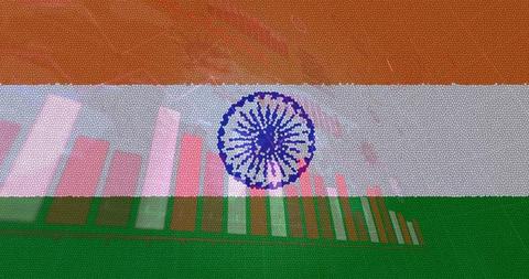 Indian Flag with COVID-19 Cells and Graph Overlay Representing Healthcare Crisis - Download Free Stock Images Pikwizard.com