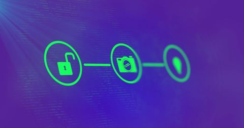 Futuristic Digital Network with Icons on Purple Background - Download Free Stock Images Pikwizard.com