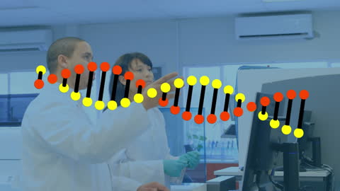 Medical Team Analyzing DNA Data for Advanced Research