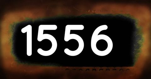 Mystical number 1556 glowing on fiery background