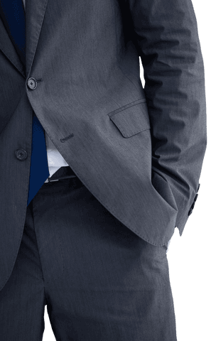 Elegant businessman standing with hand in pocket on transparent background