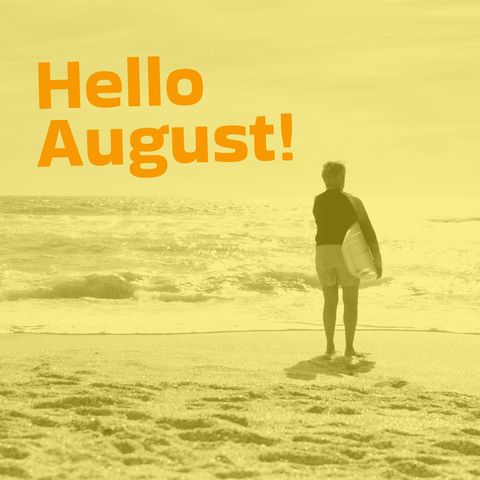 Welcome to August with Surfing Adventure on Sunny Beach - Download Free Stock Templates Pikwizard.com