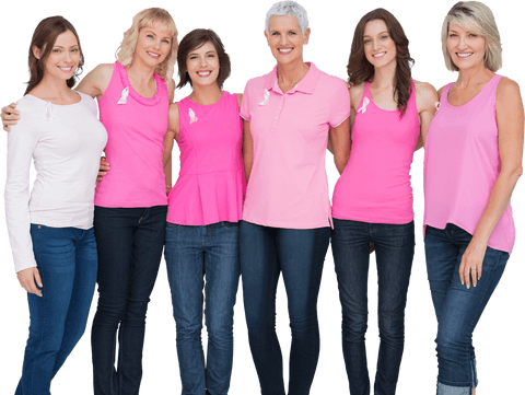 Diverse Women Showing Support Breast Cancer Awareness