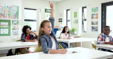 Diverse students engaged in classroom learning activity