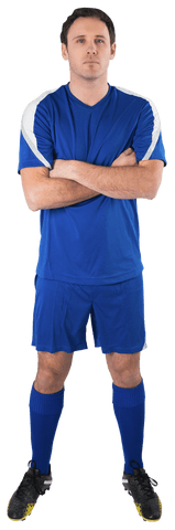 Transparent Stance Confident Male Football Player in Blue Kit - Download Free Stock Videos Pikwizard.com