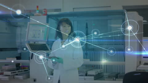 Biracial Scientist Analyzing Data in Modern Laboratory