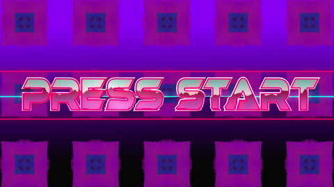 Retro Video Game Press Start Screen in Neon Colors