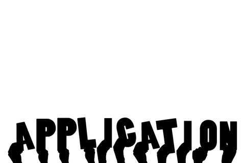 Transparent hands with application text symbol