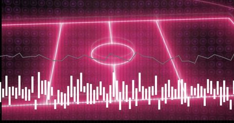 Neon Pitch Pulsing with Vertical Equalizer Bars and Waveform in Cyberpunk Style