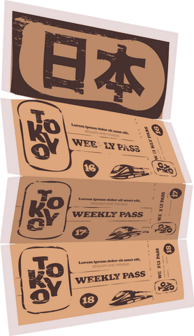 vintage tokyo weekly train pass on transparent background - Download Free Stock Videos Pikwizard.com