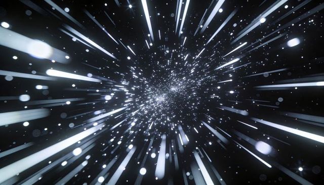 Monochrome Hyperspace Burst Radiating Particle Beams and High-Contrast Cosmic Bokeh
