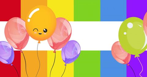 Cheerful Balloons on Gay Pride Rainbow Background - Download Free Stock Images Pikwizard.com
