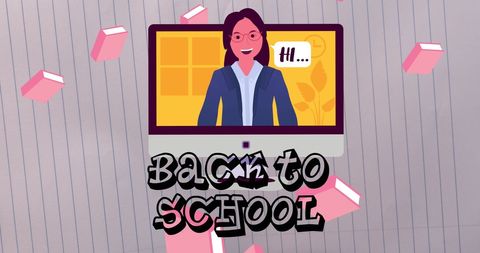 Back to school concept with educator on digital screen