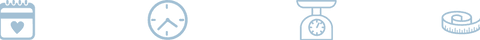 Set of sleek, transparent vector icons representing health and fitness concepts. Icons include a calendar with a heart symbolizing wellness scheduling, a clock with an arrow showing time management, a scale with a snowflake for cold measurement needs, and a measuring tape for fitness progress. Ideal for websites, apps, or presentations focusing on health and wellness tracking, fitness programs, or medical scheduling.