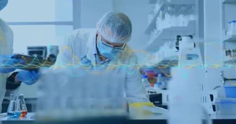 Scientist Analyzing Data with Technological Interface in Lab