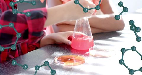 children conducting science experiment with molecules illustration - Download Free Stock Images Pikwizard.com