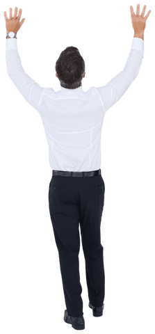 Back View of Businessman Celebrating Achievement on Transparent Background - Download Free Stock Videos Pikwizard.com