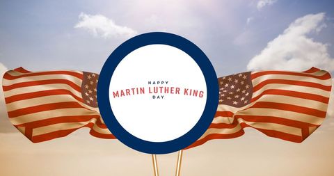 Happy martin luther king day with waving american flags
