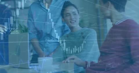 Financial Team Analyzing Data with Overlay Charts