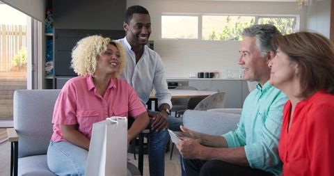 Happy Multigenerational Gathering with Gift Exchange