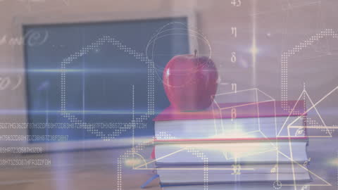 Digital Learning Concept with Books and Apple