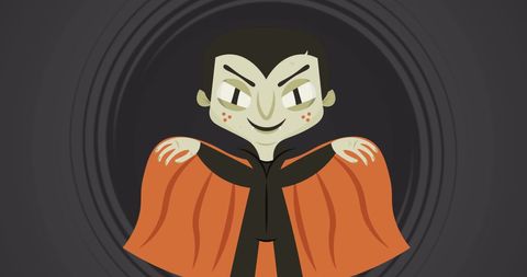 Cartoon Vampire Over Gray Background for Halloween