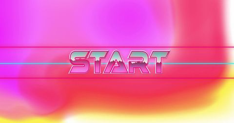 Vibrant retro start text on gradient background
