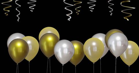 Elegant Gold and Silver Balloons with Streamers