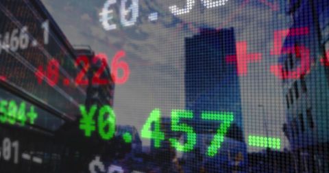 Cityscape Data Display with Financial Growth Indicators - Download Free Stock Images Pikwizard.com