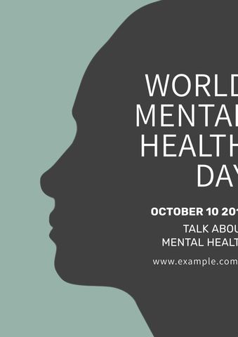 World mental health day silhouette poster design