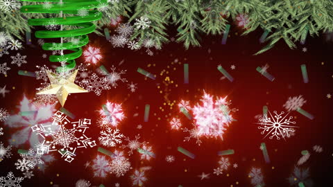 Festive Christmas Tree Background with Moving Snowflakes