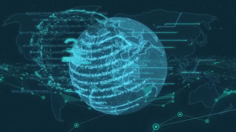 Digital Global Network with Business Technology Icons on Globe
