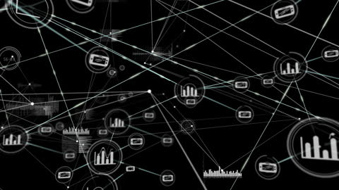 Abstract Digital Network with Data Icons and Connections