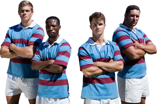 Diverse Male Athletes in Rugby Uniform on Transparent Background, Competitive, Sport Concept - Download Free Stock Videos Pikwizard.com